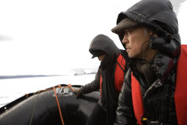 Ryuichi Sakamoto photographed during Cape Farewell's Disko Bay Expedition. Photo by Nathan Gallagher.
