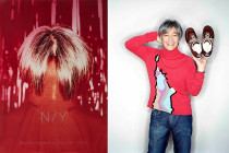 左：1995年発売の写真集「N/Y」のポスター、右：2004年のニューバランスの広告撮影（c）tajima kazunali