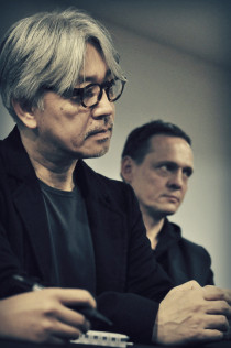Ryuichi Sakamoto and Alva Noto in a press conference.